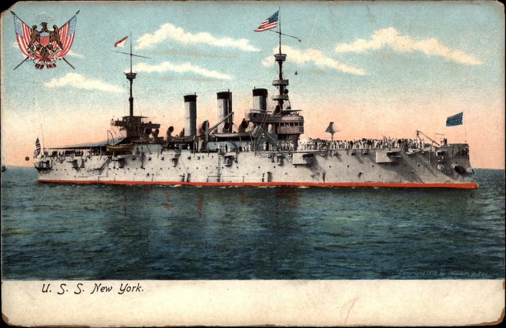 USS New York Battleship vintage postcard US Navy d531
