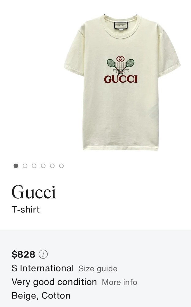 Authentic Gucci Tennis Tee size Medium hard to find