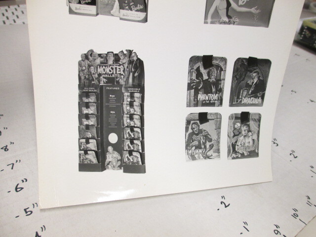 Mattel SPP 1960s sales photo vinyl wallet display Mummy Wolfman Barbie Dracula