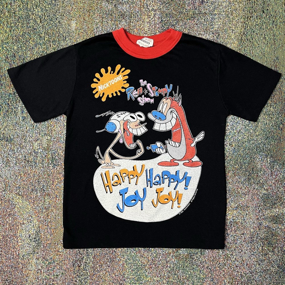 Rare Vintage 90s Ren & Stimpy Show Nicktoons T-Shirt Youth 8 S/M