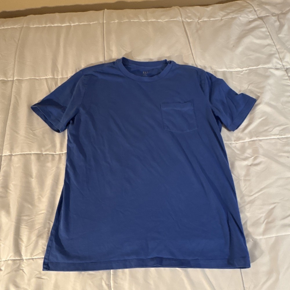 GAP Men's Blue Pocket Crew Neck Cotton Knit Short Sleeve T-Shirt Size M