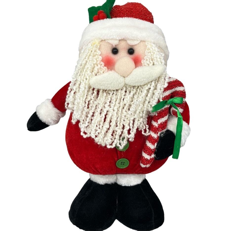 Homerbest Vintage Standing Holiday Christmas Plush Santa Candy Cane