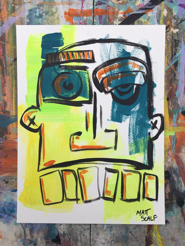 Matt Scalf Face Abstract Street Pop Art Graffiti ORIGINAL PAINTING 9x12 Portrait