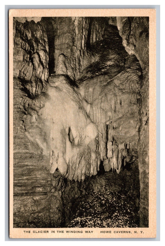 Howe Caverns New York Glacier in the Winding Way Caves White Border Unp Postcard