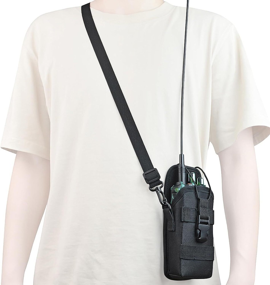 HYS Tactical Holster Nylon Molle Radio Pouch, Universal Walkie Black-1pc