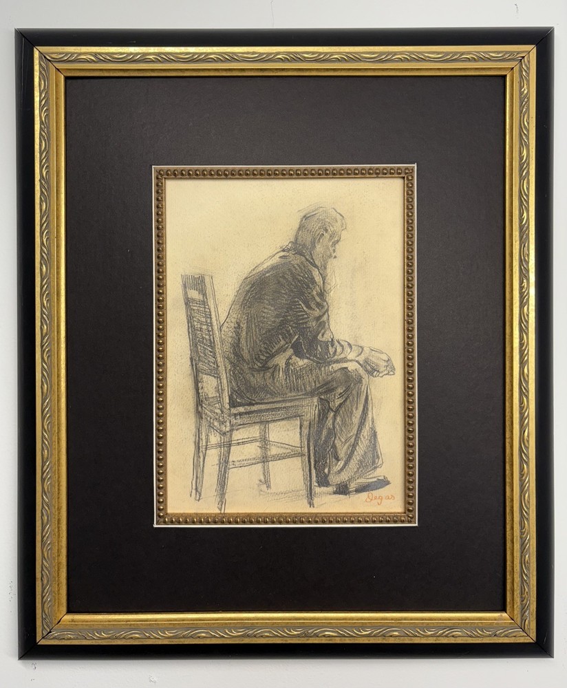 Edgar Degas Graphite drawing / Matted & Framed hand signed Attributed Art