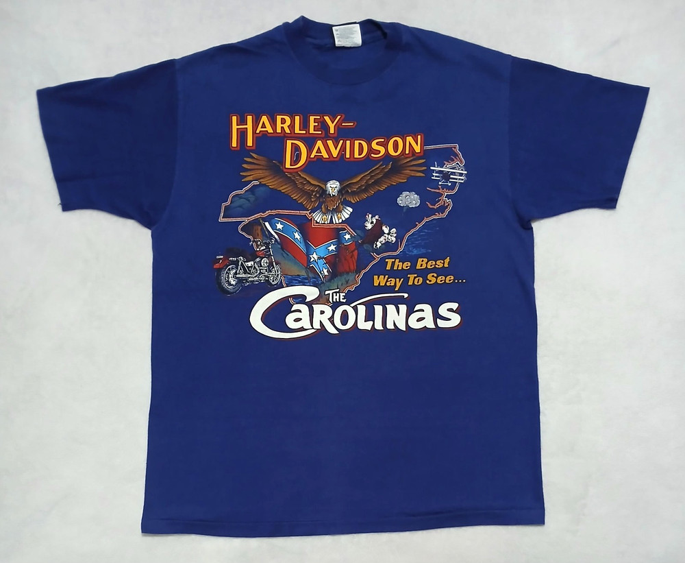 Vintage Harley Davidson T-Shirt L Rare 80's Carolinas Single Stitched USA Made