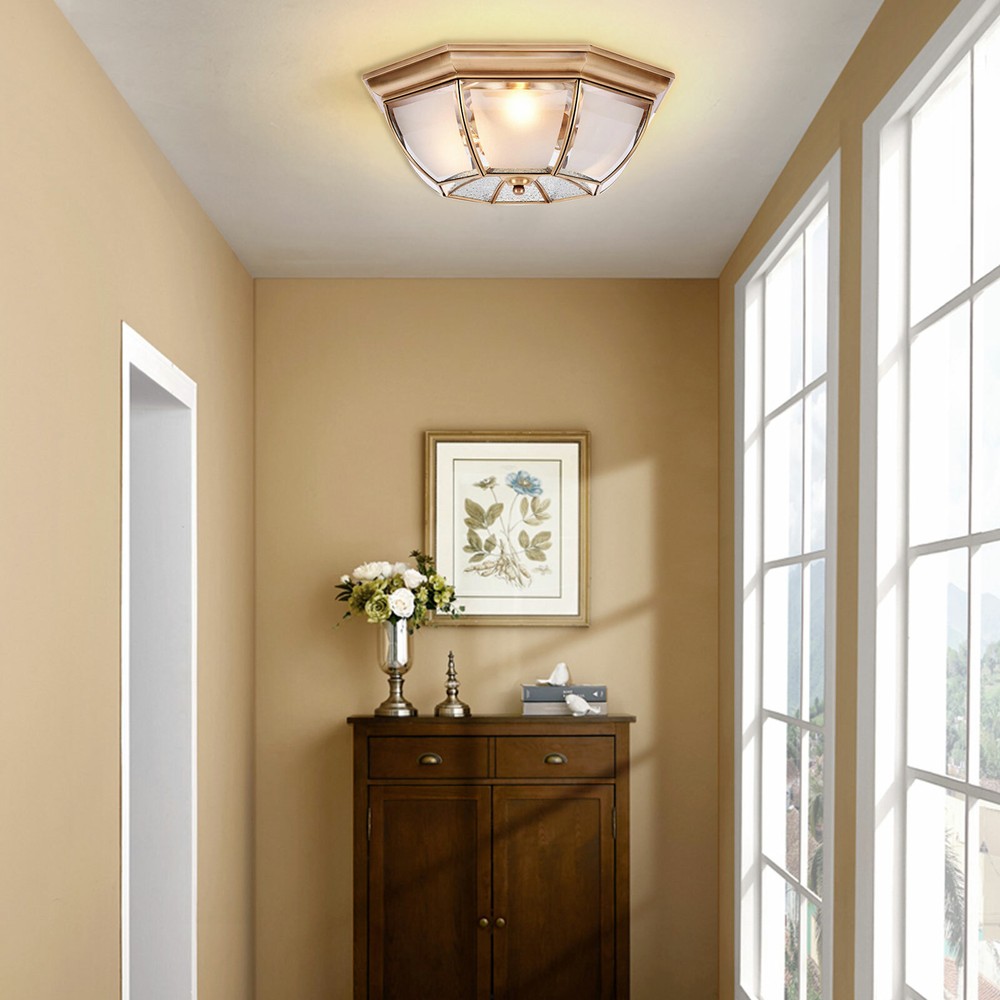 20 Inch Tiffany Style Semi Flush Mount Glass Ceiling Lamp for Bedroom