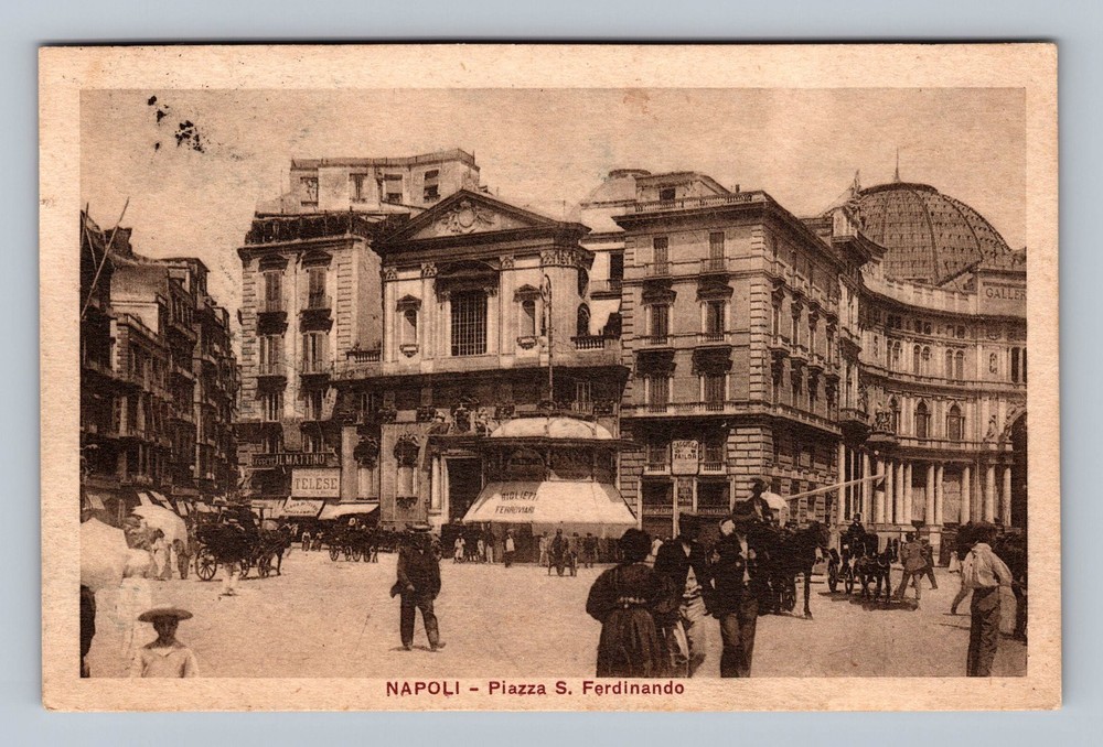 Italy- Naples St. Ferdinand Square Standard Souvenir Post Old Vintage Postcard