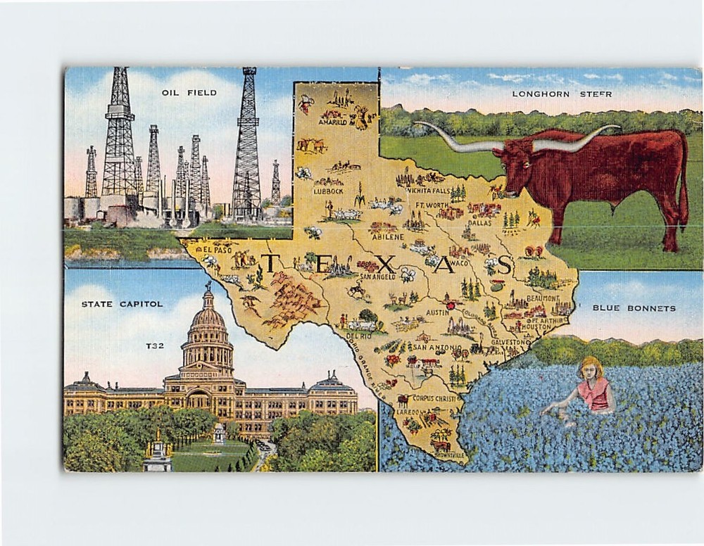 Postcard Famous Places/Landmarks in Texas USA