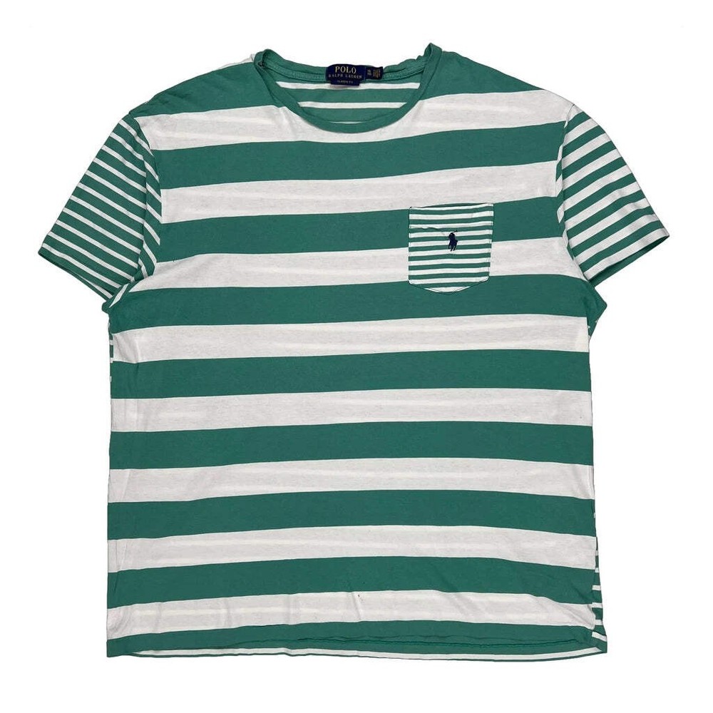 Polo By Ralph Lauren Striped T-Shirt - XL Green Cotton