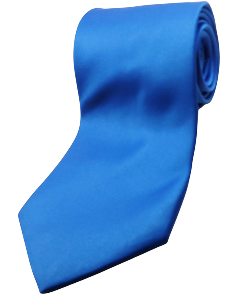STACY ADAMS Handmade Polyester Tie Men's Solid Blue Necktie NEW