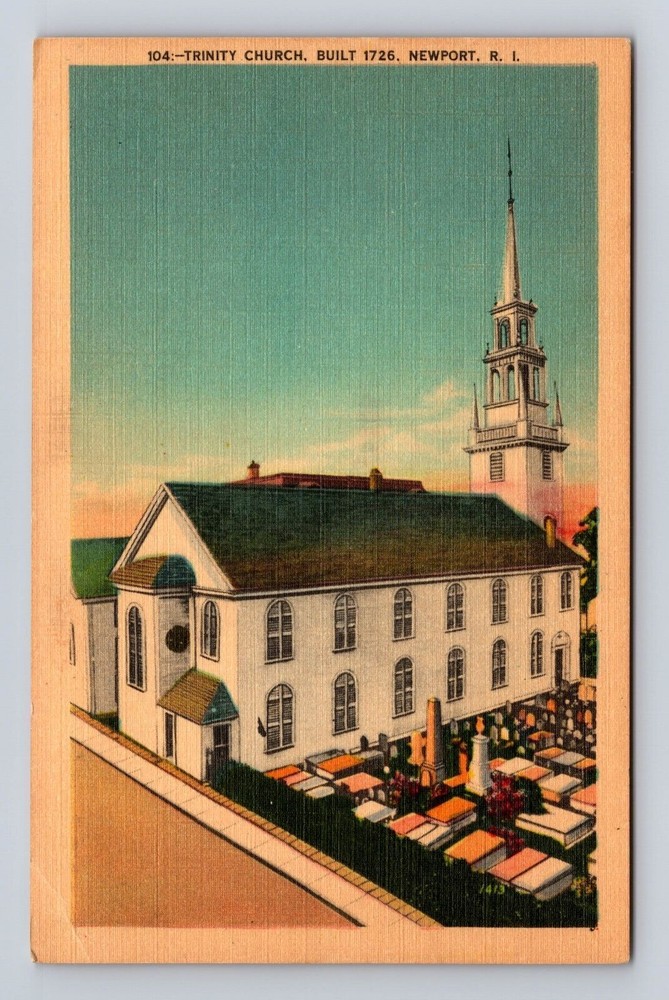 Newport RI- Rhode Island, Trinity Church, Religion, Antique, Vintage Postcard