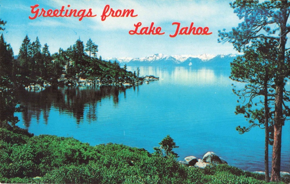 Lake Tahoe Nevada, Sierra Mountains, Greetings, California, Vintage Postcard