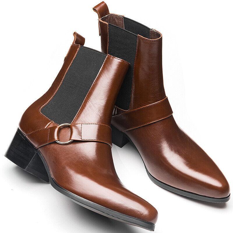 Men Genuine Leather Oxford Chelsea Chukka Work Boots Dress Shoes