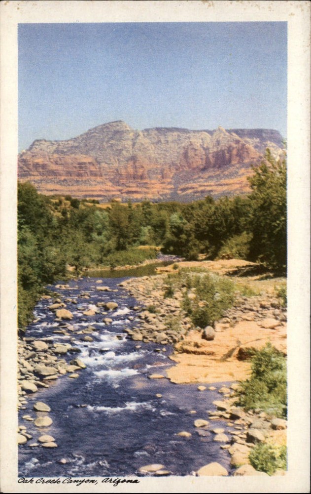 Oak Creek Canyon Arizona stream mountain ~ vintage Bob Petley postcard