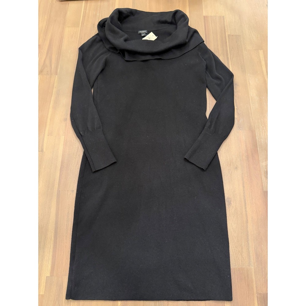 Ann Taylor Black Knit Cowl Neck Long Sleeve Sweater Dress Size Medium