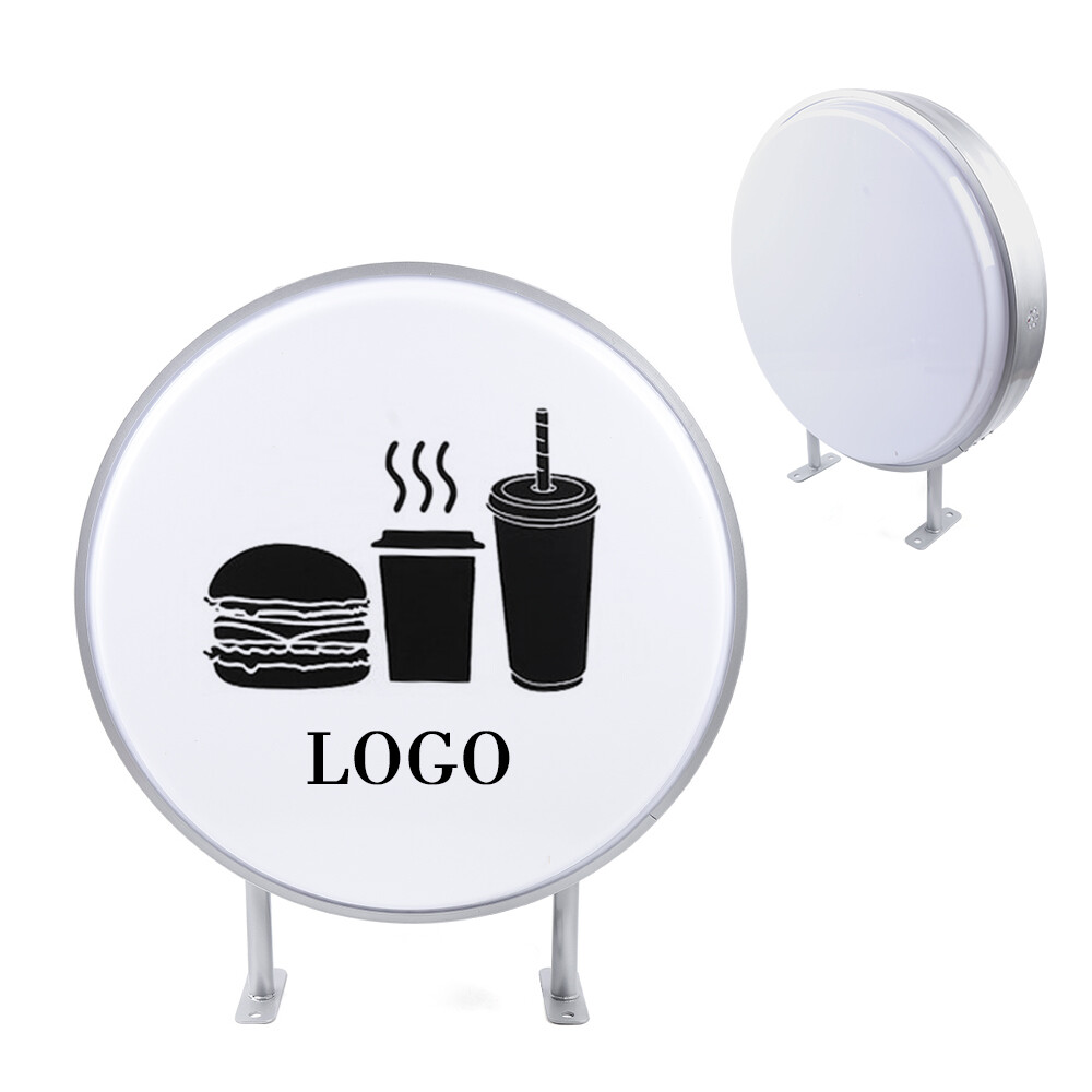 24-Inch Round Double-Sided LED Light Box Sign - Customizable Advertising Display for Indoor and Outdoor Use