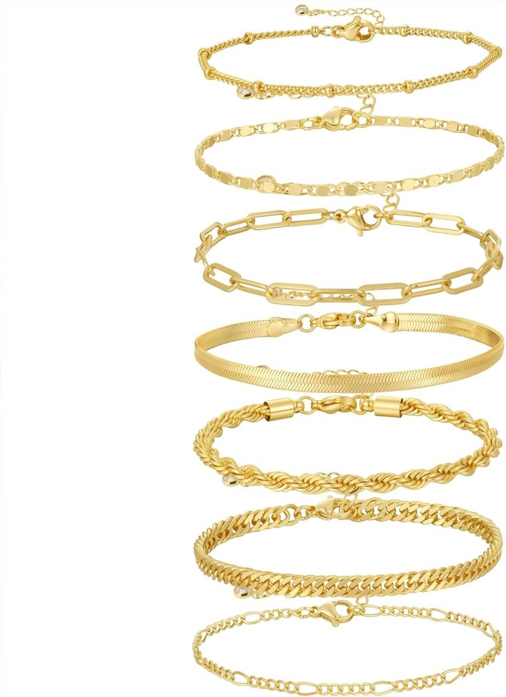 Gold Bracelets for Women Waterproof, 14K Real Gold Jewelry Sets for Wome