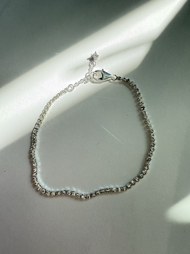 Pandora Rebro 925 ALE 7.9 Inch Shiny Heart Zircon Charm Bracelet
