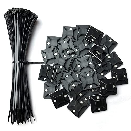 100 Pack Black Plastic Nylon Cable Ties With 60 Pieces Strong 25x25mm/1inch Self