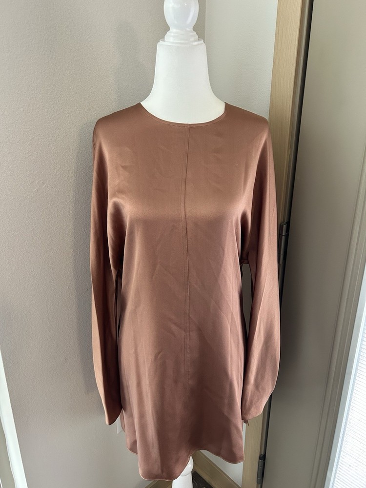 NWT Vince 100% Silk Tunic Top in Terracotta M Quiet Luxury Parisian Chic
