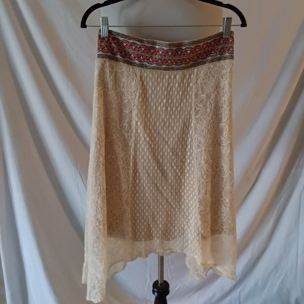 Lacey Skirt Lined Festival Embroidery Boho Hippie Coachella Flying Tomato Size S