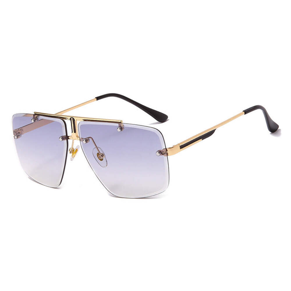 Metal Frame Sunglasses for Men and Women, Trendy Frameless Trim Square Design wi