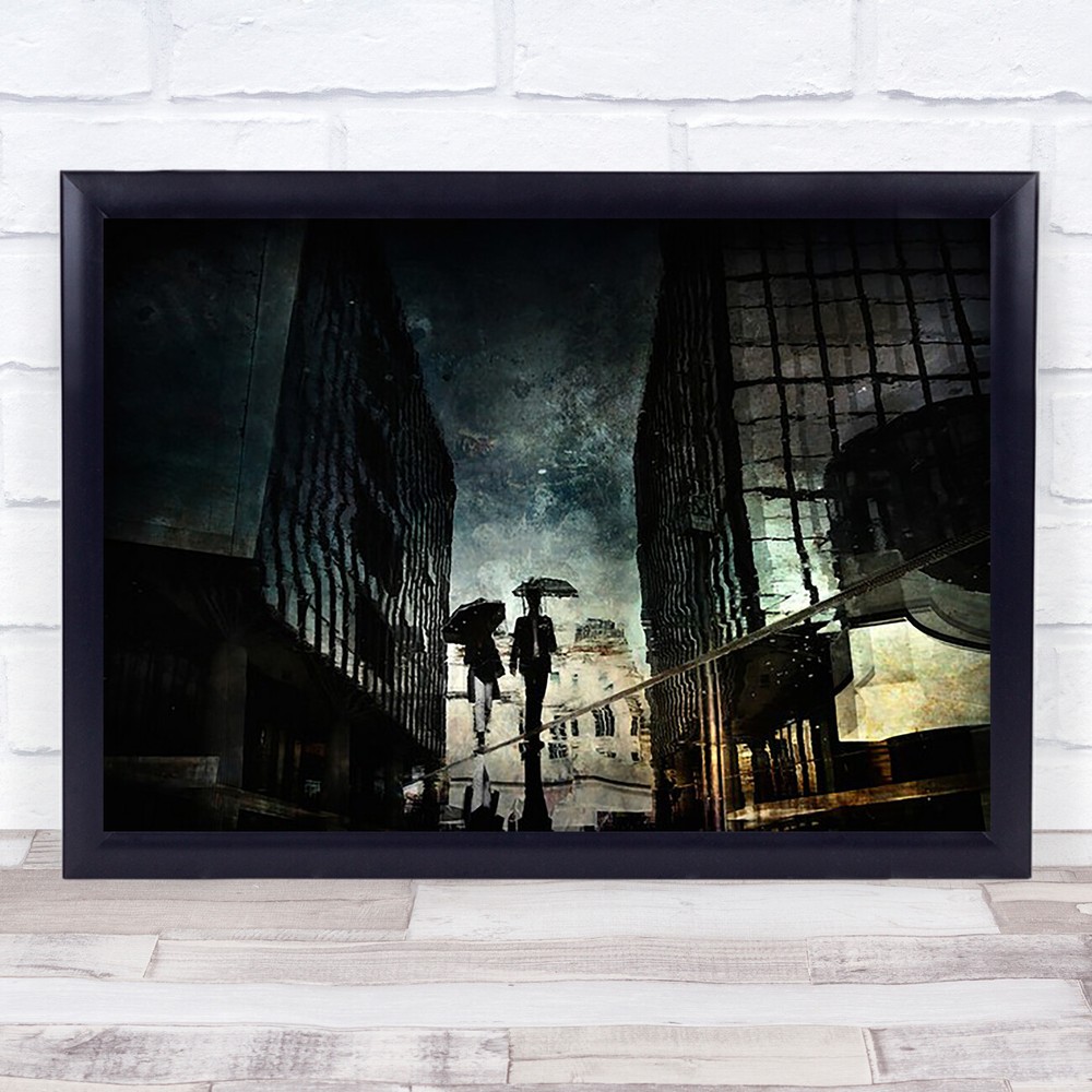 Street People Rain Person Urban Shadow Reflection Reflections Facade Art Print