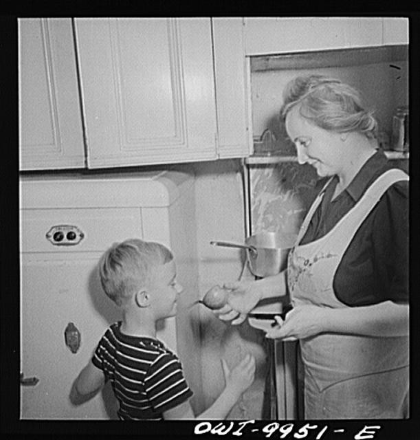 New York NY 1942 German Refugee Mother Giving Apple to Son Children's Colony