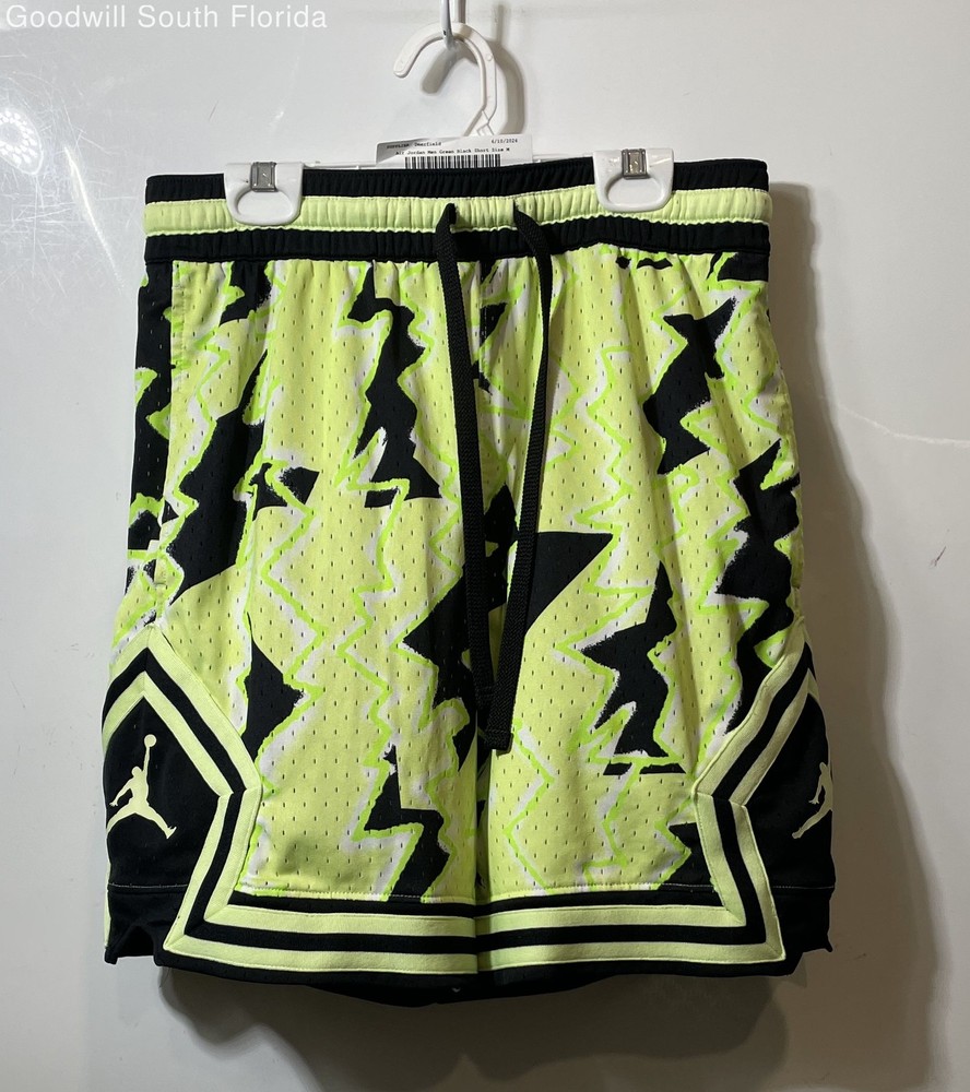 Jordan Mens Green Black Printed Breakfast Club Basketball Athletic Shorts Size M