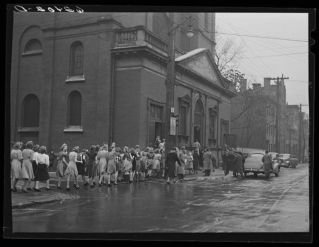 Pittsburgh Pennsylvania 1941 Sunday Morning Church Crowd Snow Street Scene