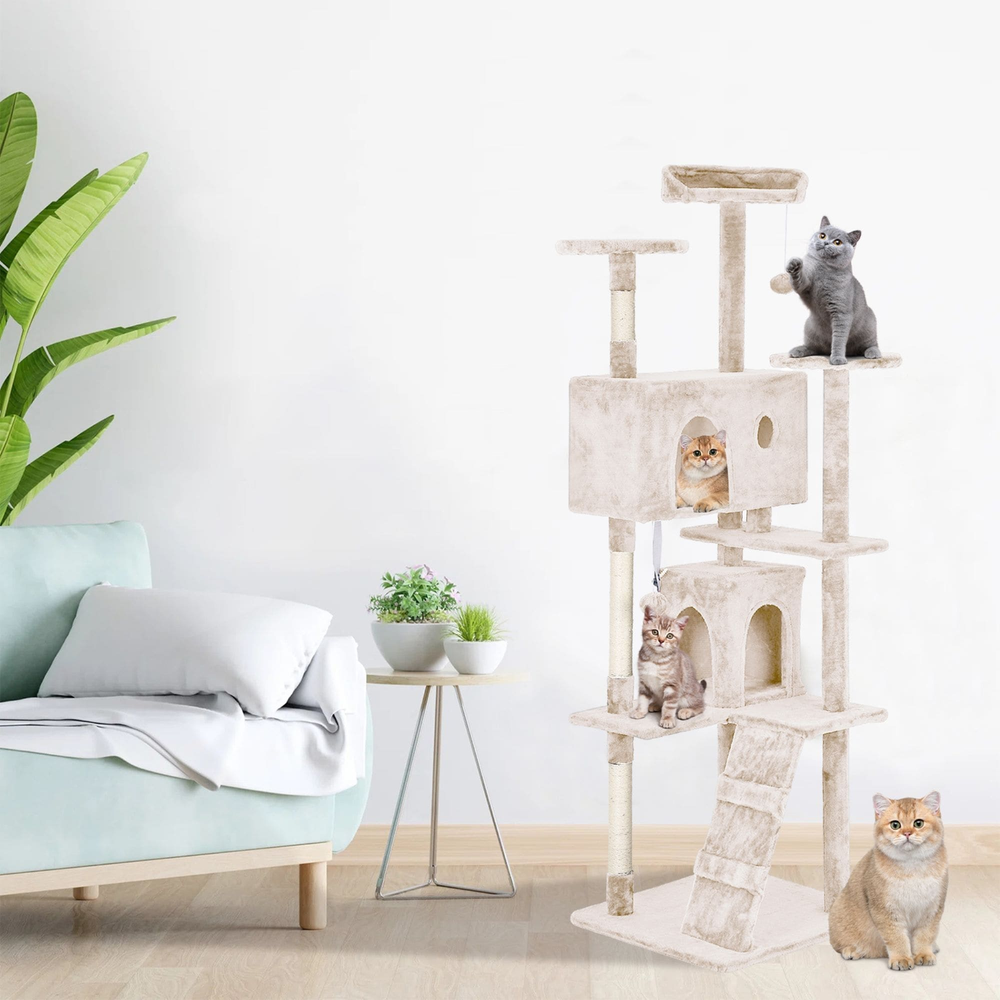 Deluxe Multi-Level Cat Tree with Ladders, Platforms, and Cozy Condos