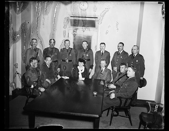Frances Perkins Labor Officials Meeting 1930s Conference Room Portrait