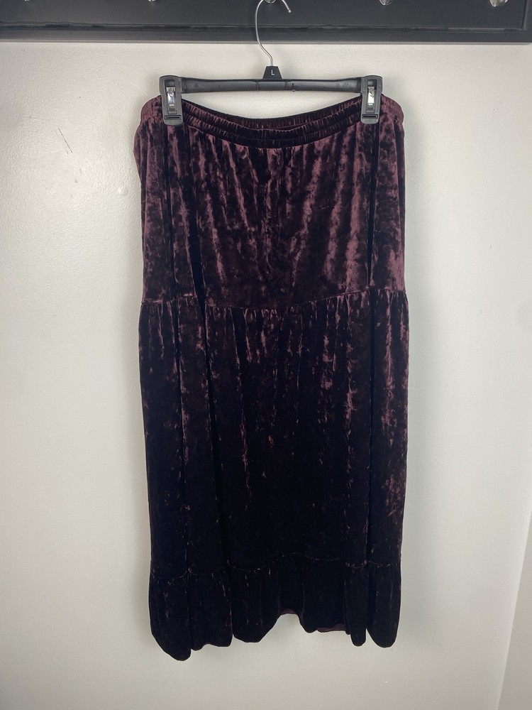 Vintage Velvet 1X Maxi Skirt Purple Whimsygoth Y2K Bohemian Gypsy Witchy