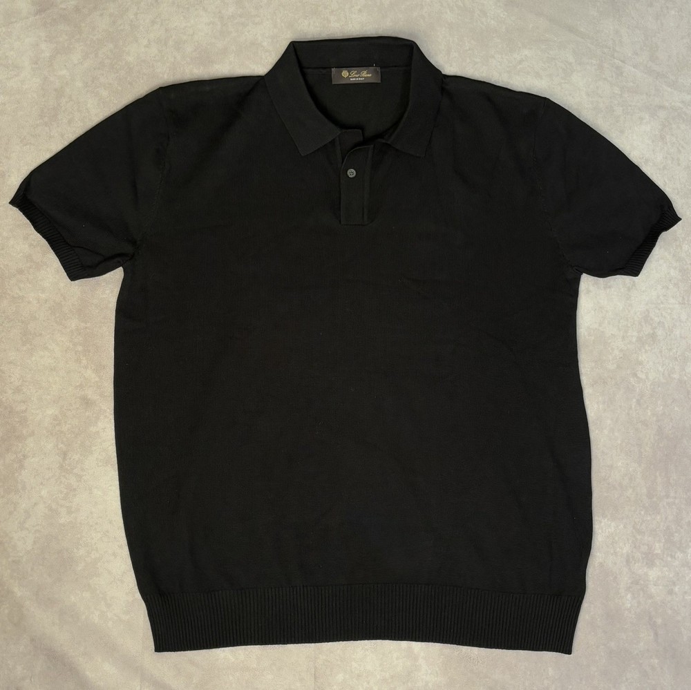 Loro Piana Wool/Silk Polo T-Shirt Men Size X-Large Black