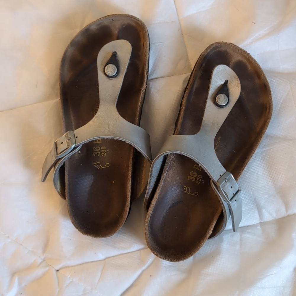 Pewter Birkenstock Giza Sandals