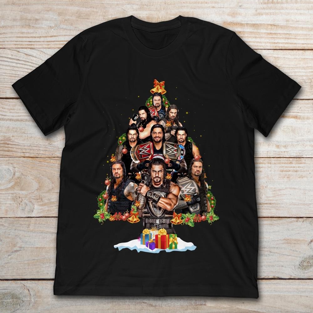 Roman Reigns Christmas Tree T-Shirt Unisex Cotton Tee Shirt V932