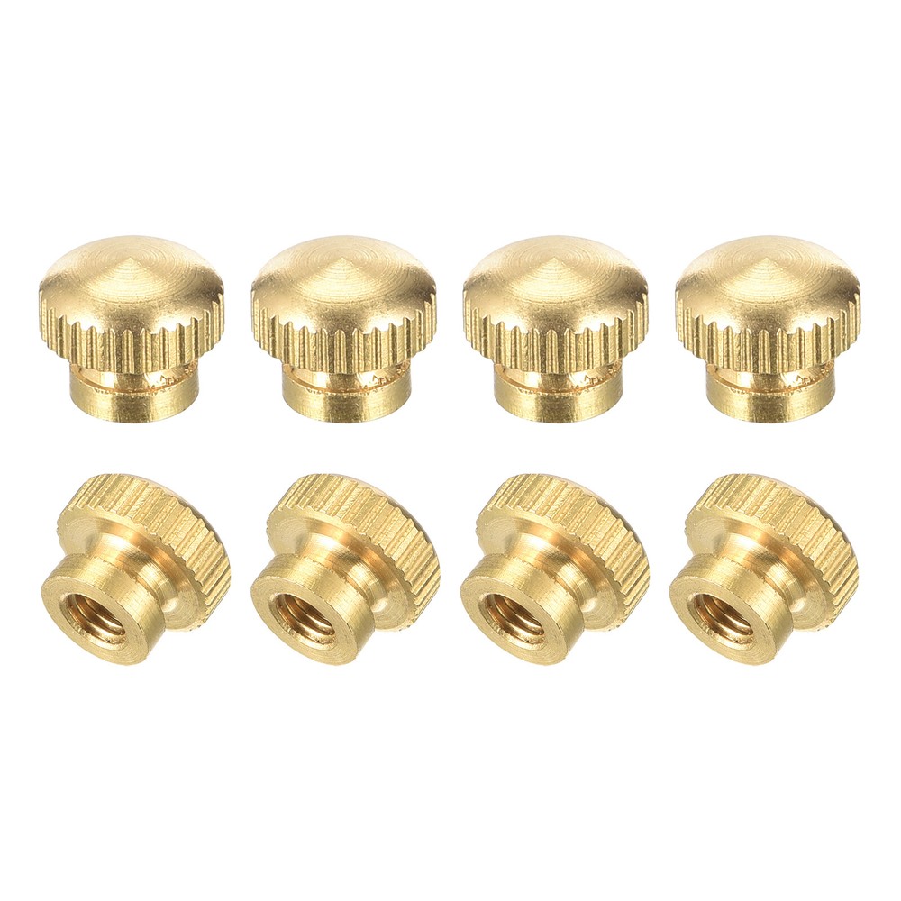 Brass Knurled Thumb Nuts, M4x0.7mm Round Stepped Knobs Fasteners 8Pcs