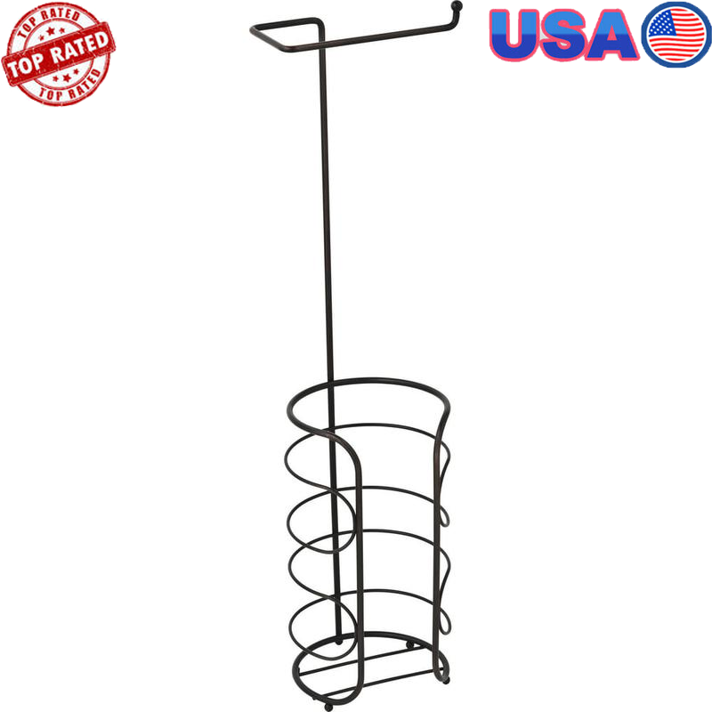 Freestanding Toilet Paper Holder W/ Storage Sturdy Steel Bathroom Accessory New