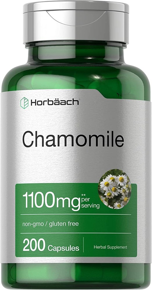 Chamomile Capsules | 1100mg | 200 Count | Non-GMO, Gluten Free | by Horbaach