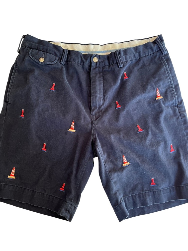 Polo Ralph Lauren Lighthouse Shorts Men 36 Bedford Chino Classic Fit Embroidered