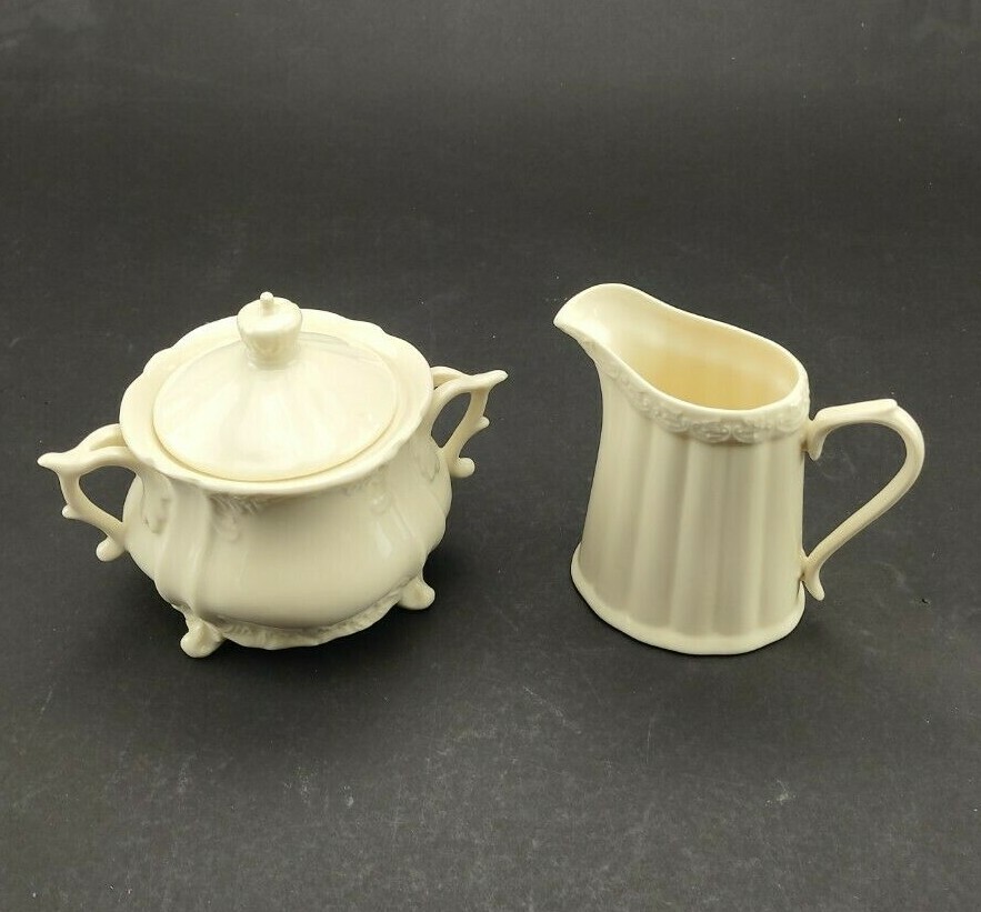 Peppertree Tea Ware Cream And Sugar Holders Ivory Lot Of 2 Fine Porcelain Used