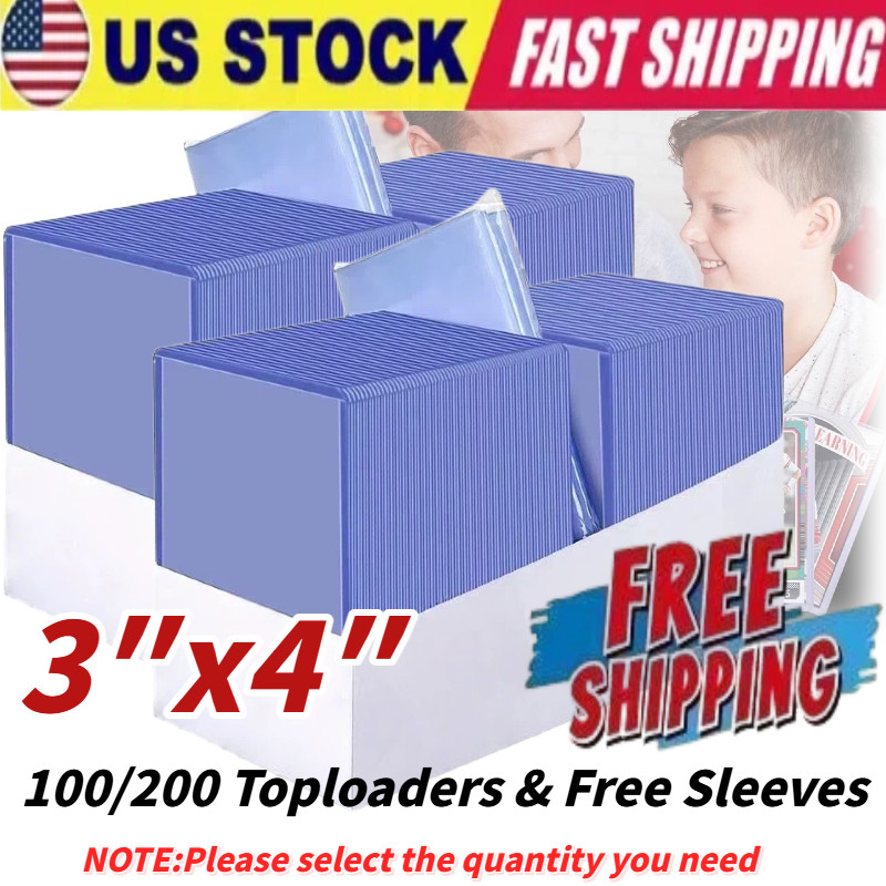100/200 CT 3x4 Toploaders & Free Sleeves For Standard 35pt Trading Cards Holders
