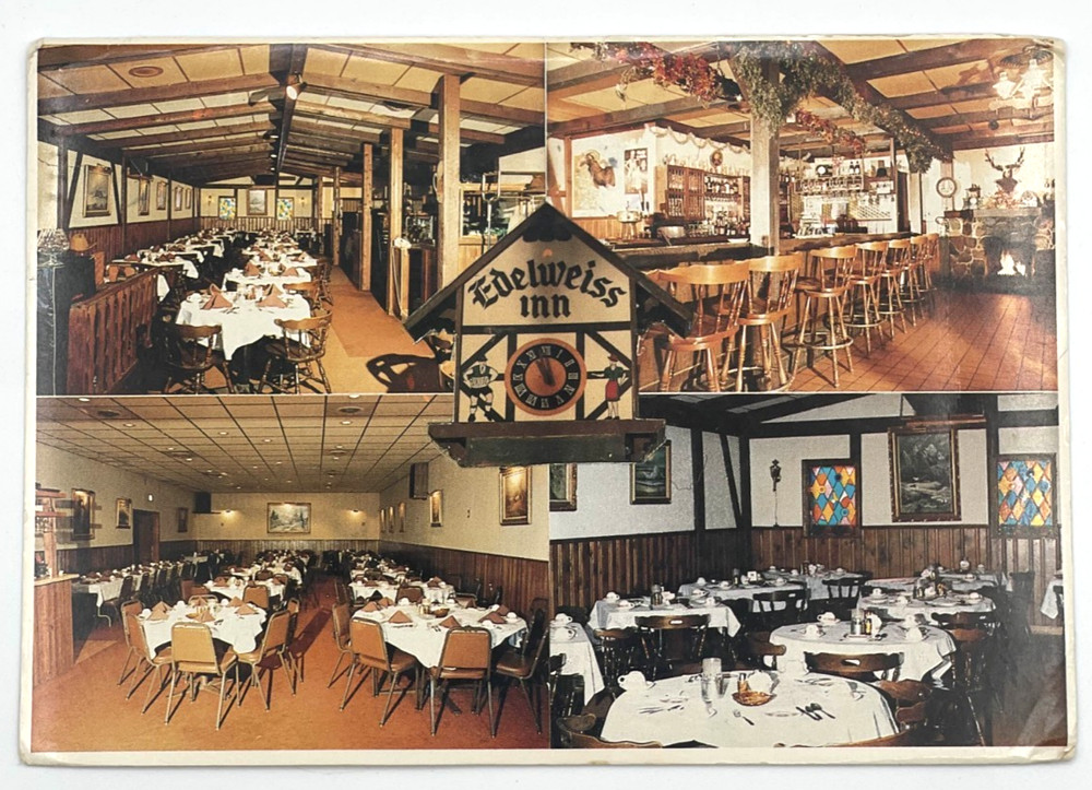 1986 Edelweiss Inn Continental Postcard Norridge IL German Restaurant Interior