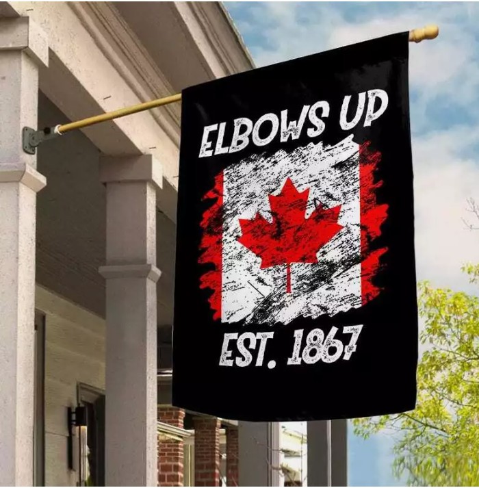 Canada Flag Elbows Up Est 1867 Proud Canadian Never HOUSE FLAG GARDEN FLAG