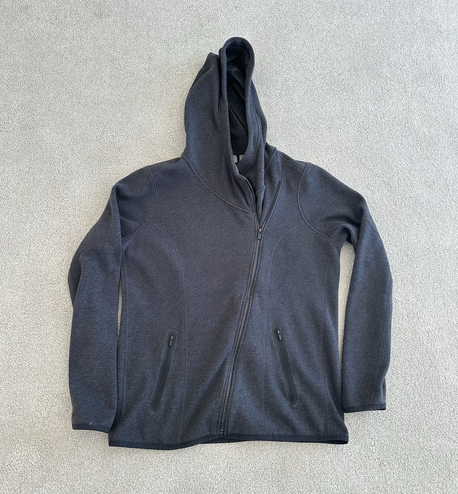 Athleta Womens Gray Heather Luxe Stronger Cotton Blend Full Zip Hoodie Size L