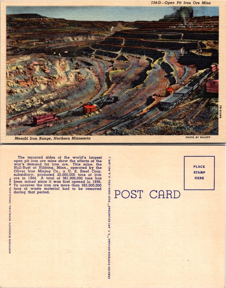 Open Pit Iron Ore Mine Mesabi Iron Range Minnesota Postcard