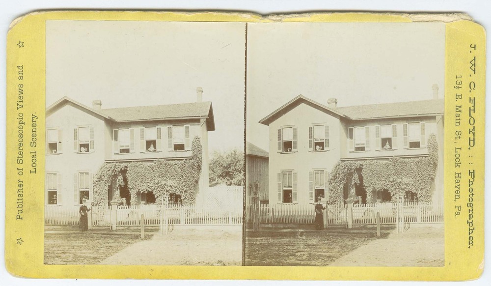 D1095~ PENNSYLVANIA – Ivy Covered Home – JW Floyd, Lock Haven c.1870 Stereoview