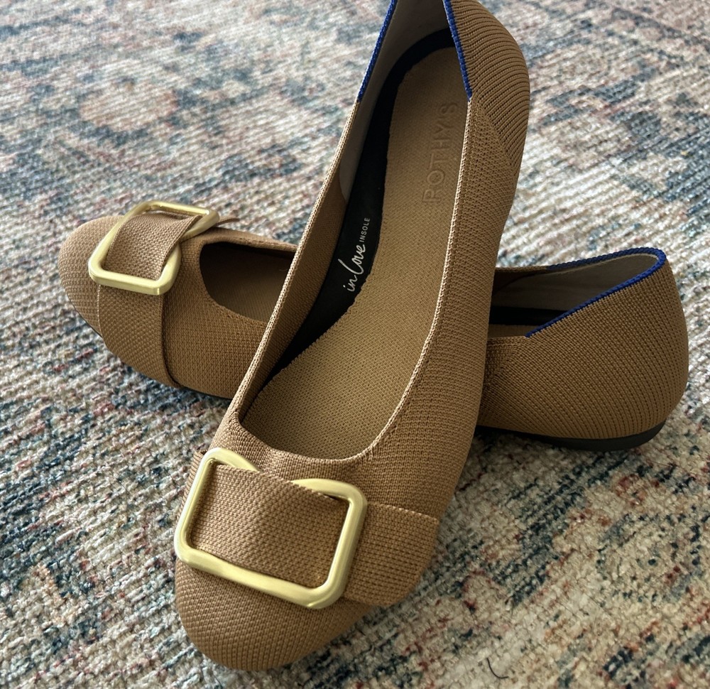 Rothy's Loafer Knit Ballet Flats Size 11 Big Buckle In Love Insole